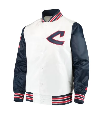 The Legend Cleveland Guardians White and Navy Satin Jacket