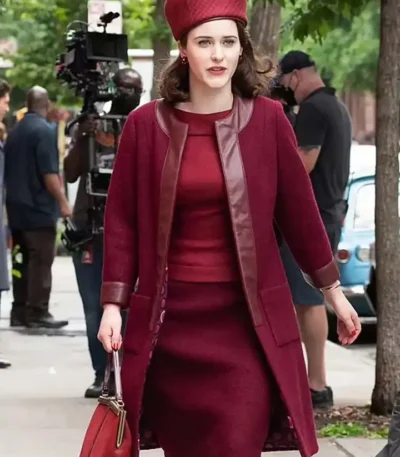 The Marvelous Mrs. Maisel Rachel Brosnahan S04 Maroon Coat