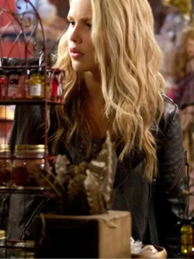 The Originals Claire Holt Black Wool Biker Jacket