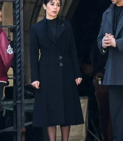 The Penguin 2024 Sofia Falcone Black Wool Coat