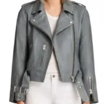 The Rookie S03 Nyla Harper Grey Motorcycle Leather Jacket