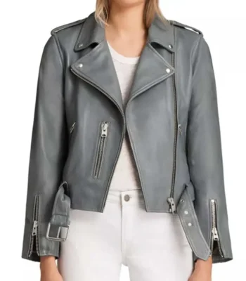 The Rookie S03 Nyla Harper Grey Motorcycle Leather Jacket