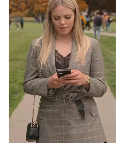 The Sex Lives of College Girls Reneé Rapp Plaid Belted Blazer