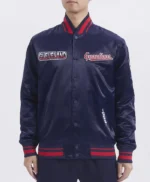 Turn It Up M Classic Rib Cleveland Guardians Navy Satin Jacket