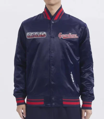 Turn It Up M Classic Rib Cleveland Guardians Navy Satin Jacket