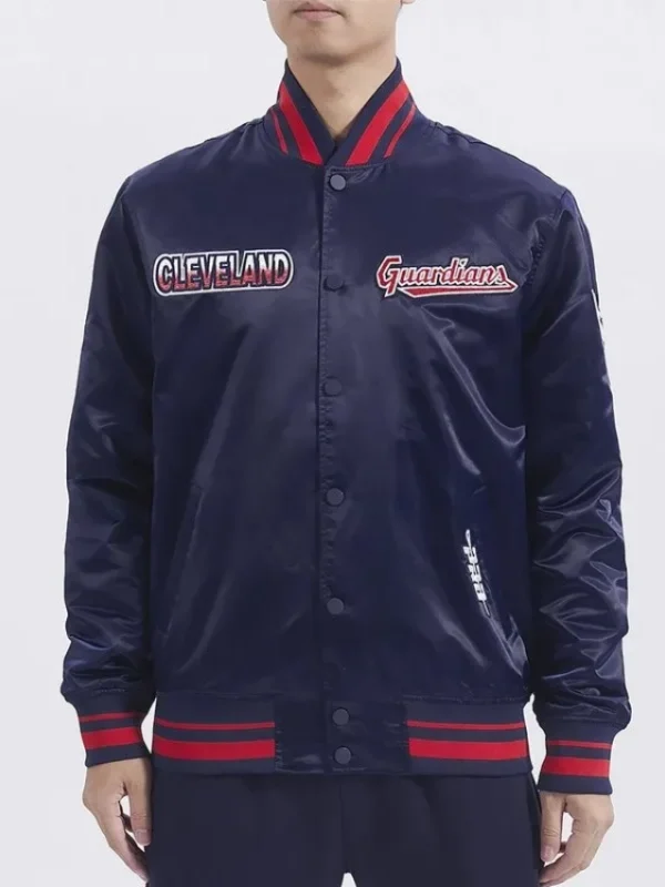 Turn It Up M Classic Rib Cleveland Guardians Navy Satin Jacket