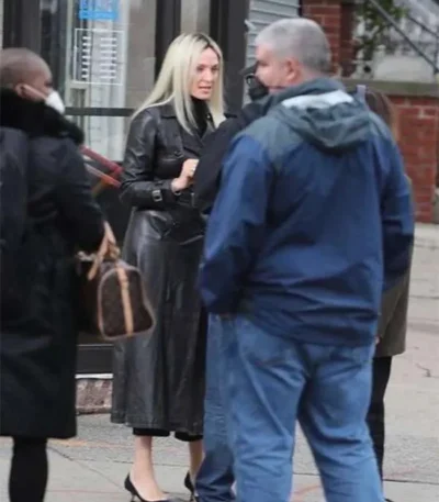 Uma Thurman The Kill Room 2023 Black Leather Coat
