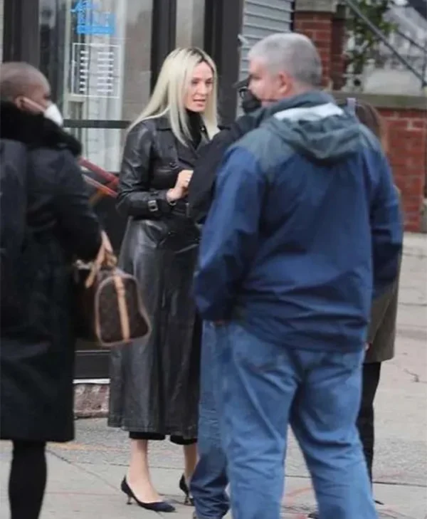 Uma Thurman The Kill Room 2023 Black Leather Coat