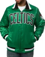 Varsity Bomber Boston Celtics Green Satin Jacket