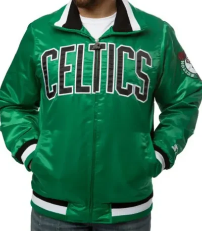 Varsity Bomber Boston Celtics Green Satin Jacket