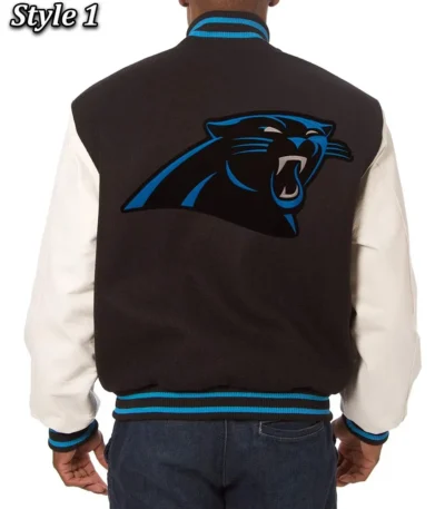 Varsity Carolina Panthers Black and White Two-Tone Jacket