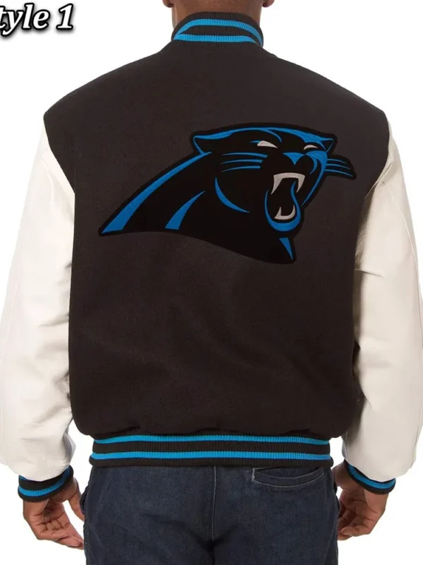 Varsity Carolina Panthers Black and White Two-Tone Jacket