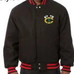 Varsity Chicago Blackhawks Black Wool Jacket