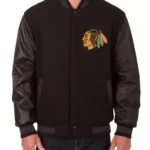 Varsity Chicago Blackhawks Black Wool-Leather Jacket