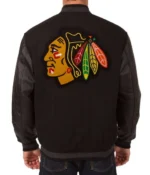 Varsity Chicago Blackhawks Black Wool-Leather Jacket