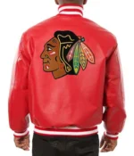 Varsity Chicago Blackhawks Red Leather Jacket