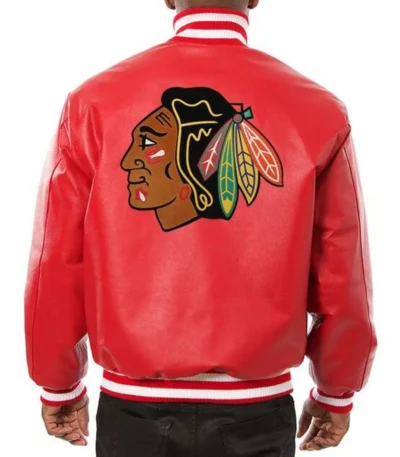Varsity Chicago Blackhawks Red Leather Jacket