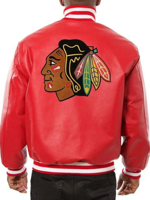 Varsity Chicago Blackhawks Red Leather Jacket