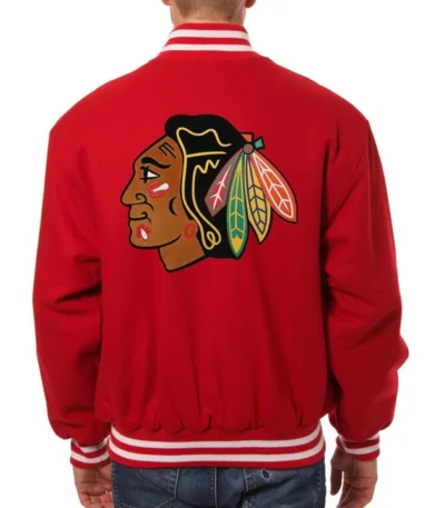Varsity Chicago Blackhawks Red Wool Jacket