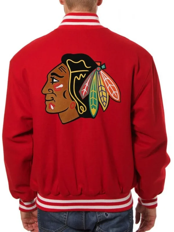 Varsity Chicago Blackhawks Red Wool Jacket