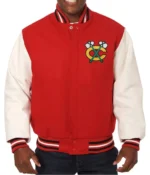 Varsity Chicago Blackhawks Red and White Two Tone Jacket