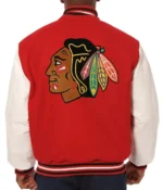 Varsity Chicago Blackhawks Red and White Two Tone Jacket