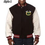Varsity Chicago Blackhawks White and Black Jacket