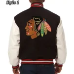 Varsity Chicago Blackhawks White and Black Jacket