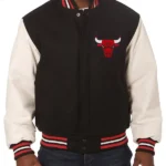 Varsity Chicago Bulls Black Wool And White Jacket