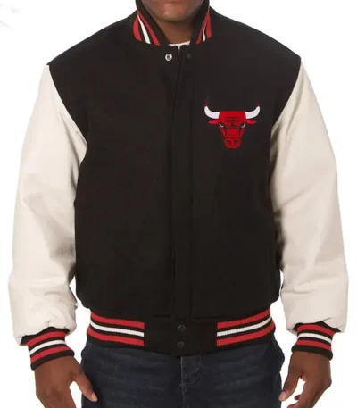 Varsity Chicago Bulls Black Wool And White Jacket