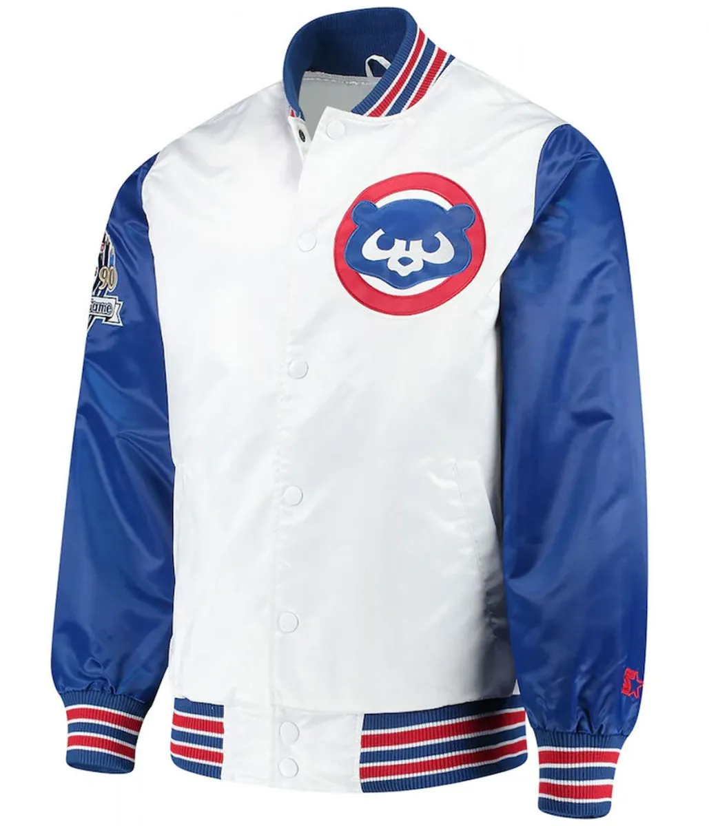 Varsity Chicago Cubs Satin Royal Blue and White Jacket Varsity Chicago Cubs Satin Royal Blue and White Jacket