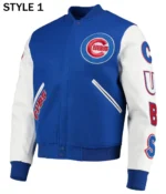 Varsity Chicago Cubs White and Royal Blue Jacket