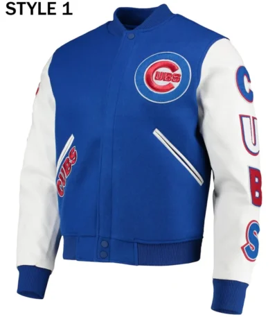 Varsity Chicago Cubs White and Royal Blue Jacket