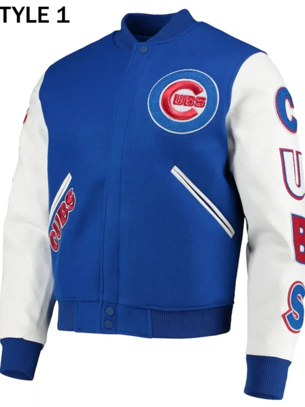Varsity Chicago Cubs White and Royal Blue Jacket