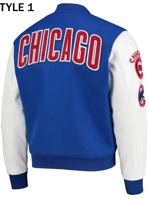Varsity Chicago Cubs White and Royal Blue Jacket