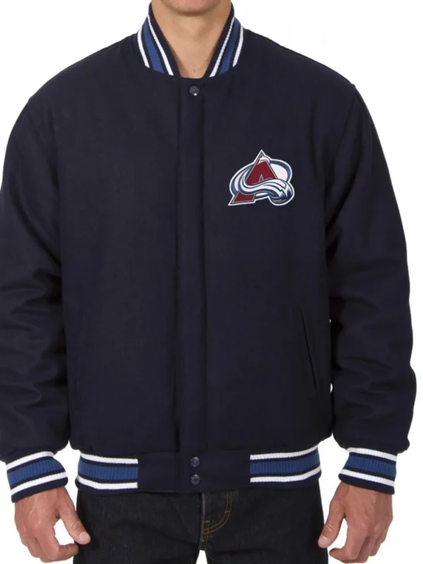 Varsity Colorado Avalanche Navy Blue Wool Jacket