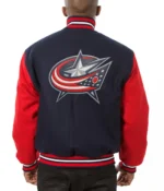 Varsity Columbus Blue Jackets Red and Navy Blue Wool Jacket