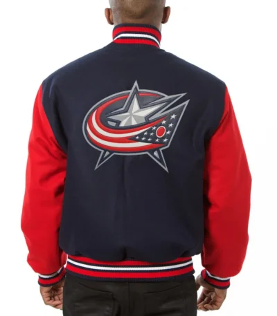 Varsity Columbus Blue Jackets Red and Navy Blue Wool Jacket
