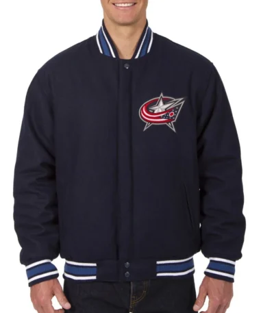 Varsity Columbus Blue Jackets Wool Navy Blue Jacket