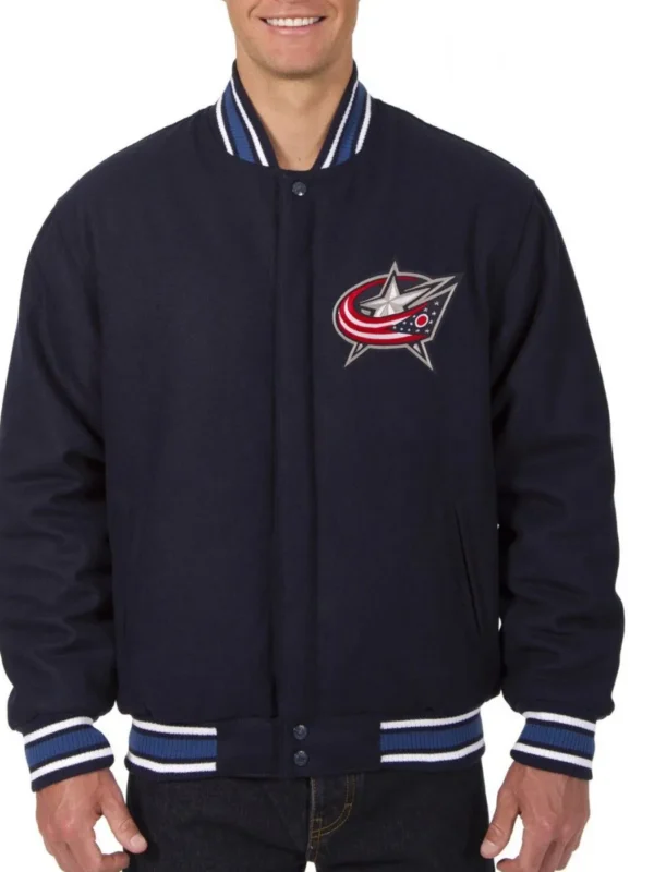 Varsity Columbus Blue Jackets Wool Navy Blue Jacket