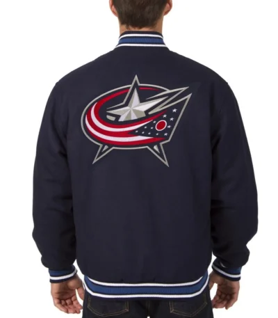 Varsity Columbus Blue Jackets Wool Navy Blue Jacket