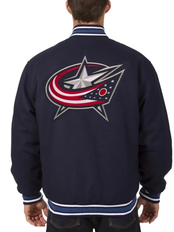 Varsity Columbus Blue Jackets Wool Navy Blue Jacket