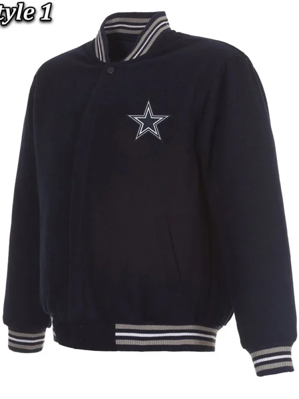Varsity Dallas Cowboys Navy Blue Wool Jacket