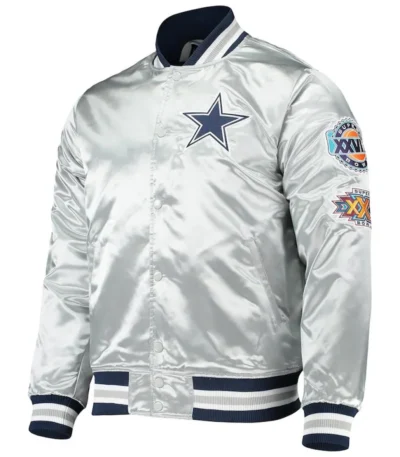 Varsity Dallas Cowboys Silver Satin Jacket