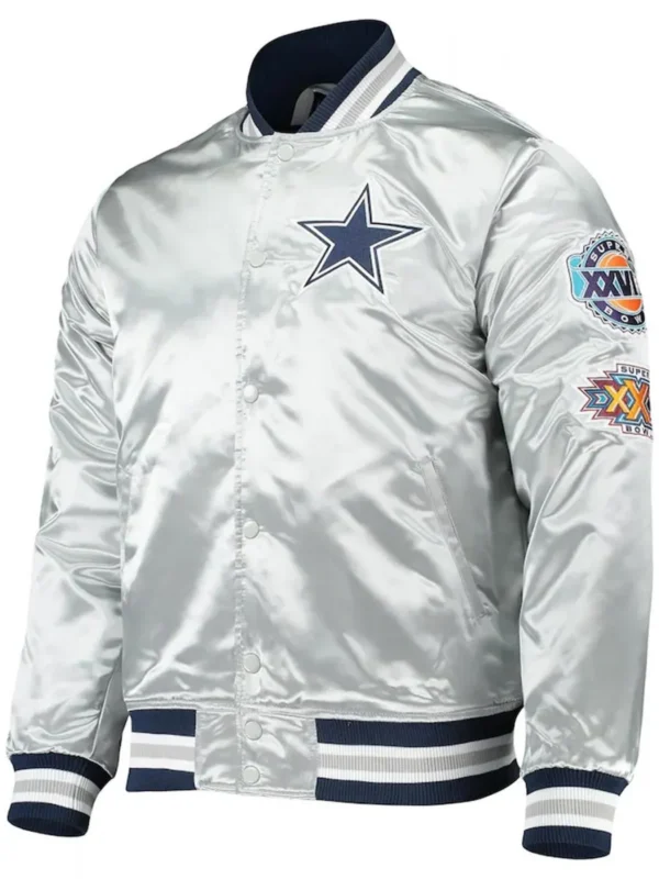 Varsity Dallas Cowboys Silver Satin Jacket