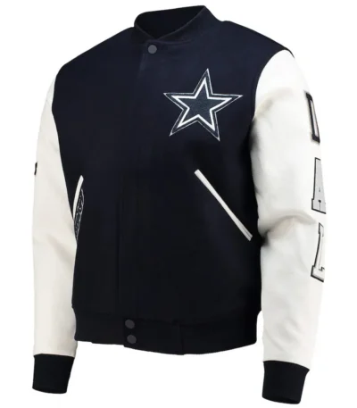 Varsity Dallas Cowboys White and Navy Jacket