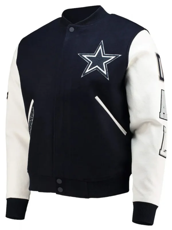 Varsity Dallas Cowboys White and Navy Jacket