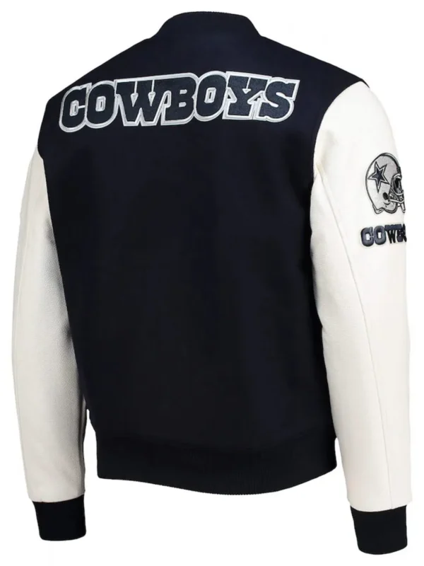 Varsity Dallas Cowboys White and Navy Jacket