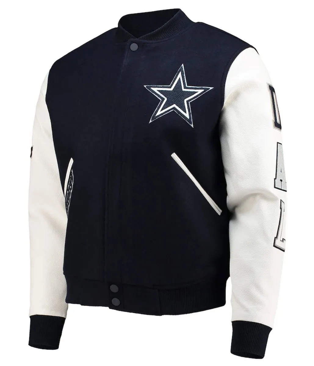 Varsity Dallas Cowboys White and Navy Jacket Varsity Dallas Cowboys White and Navy Jacket