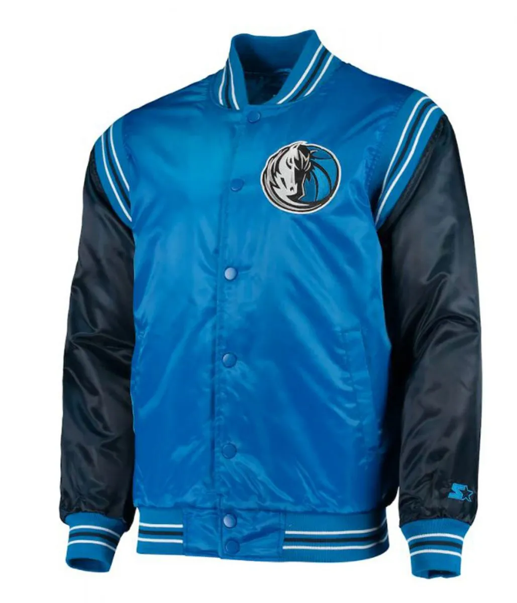 Varsity Dallas Mavericks Blue Satin Jacket Varsity Dallas Mavericks Blue Satin Jacket
